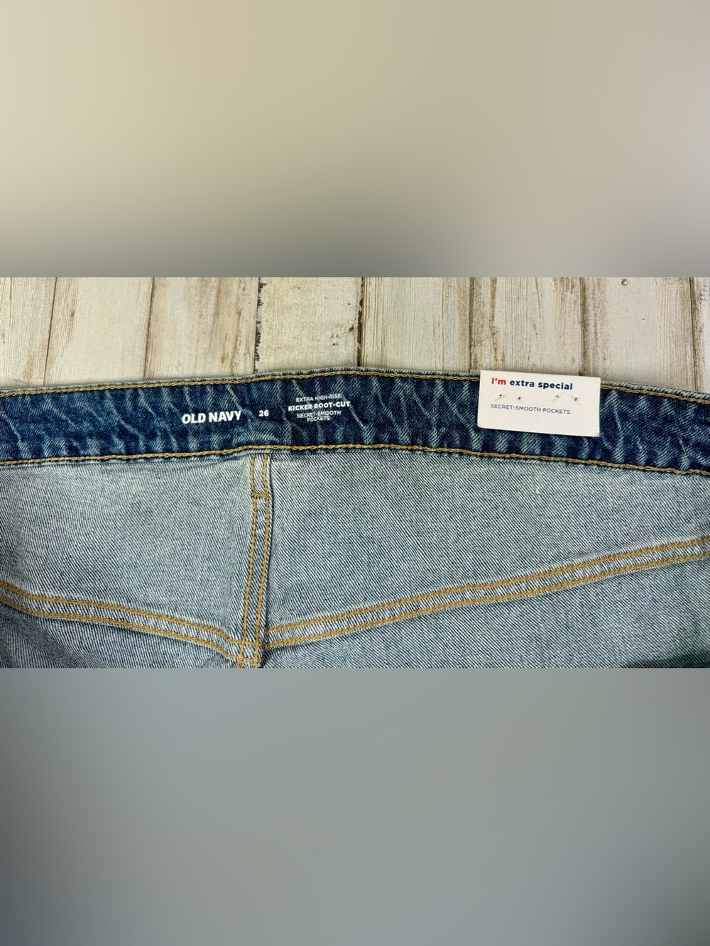Old Navy Jeans Womens 26 Kicker Boot Cut Ex High Rise Button Fly Raw NWT - Picture 4 of 12
